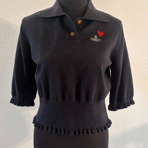 Vivienne Westwood Scalloped Edge Collared Elbow Sleeve Bea Sweater Size L